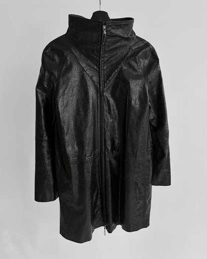 80s Gianfranco Ferré Black Patent Leather Coat