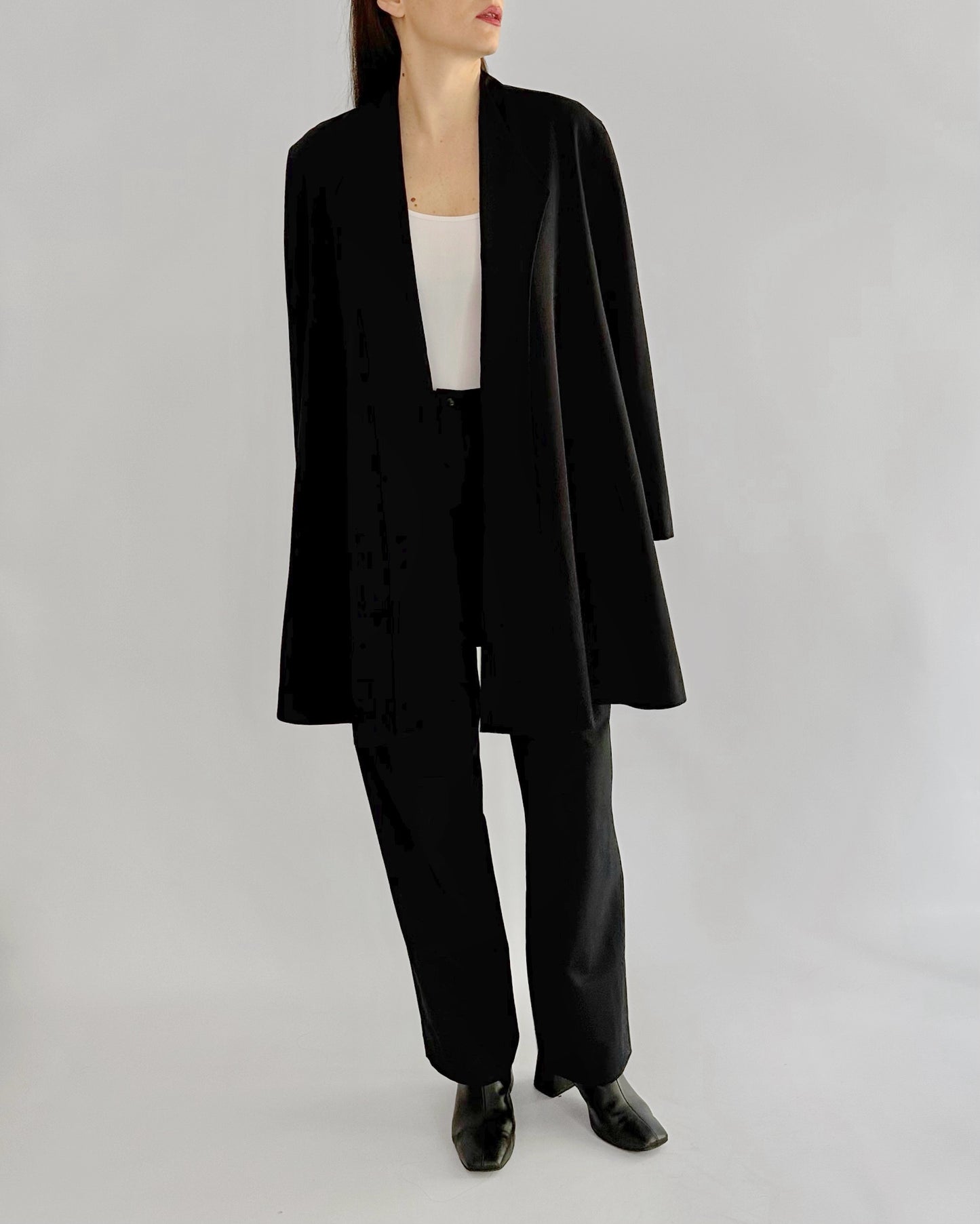 90s Black Virgin Wool Coat