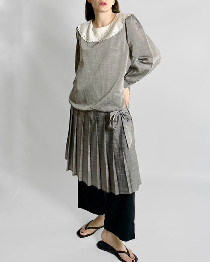 70s Grey Drop-Waist Dress
