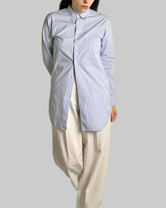 Comme des Garçons Blue Striped Maxi Shirt - Hommes Plus Fall 2013