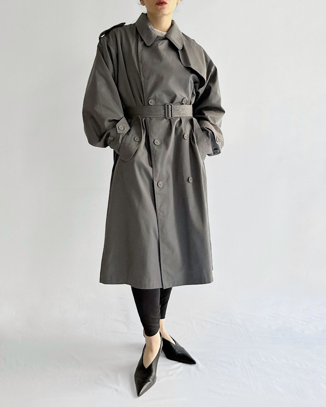 90s Ivy Oxford Grey Trench Coat