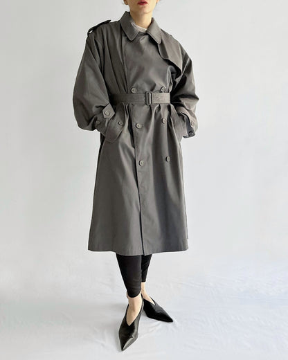 90s Ivy Oxford Grey Trench Coat