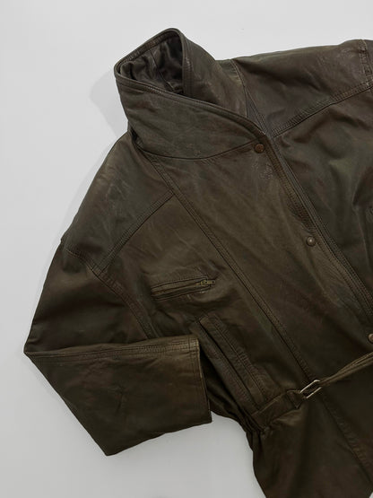 80s Distressed Brown Cowhide Leather Jacket