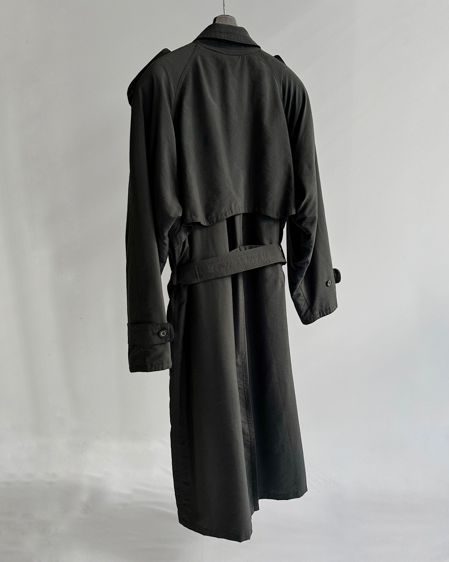 80s Charcoal Grey Belted Trench Coat
