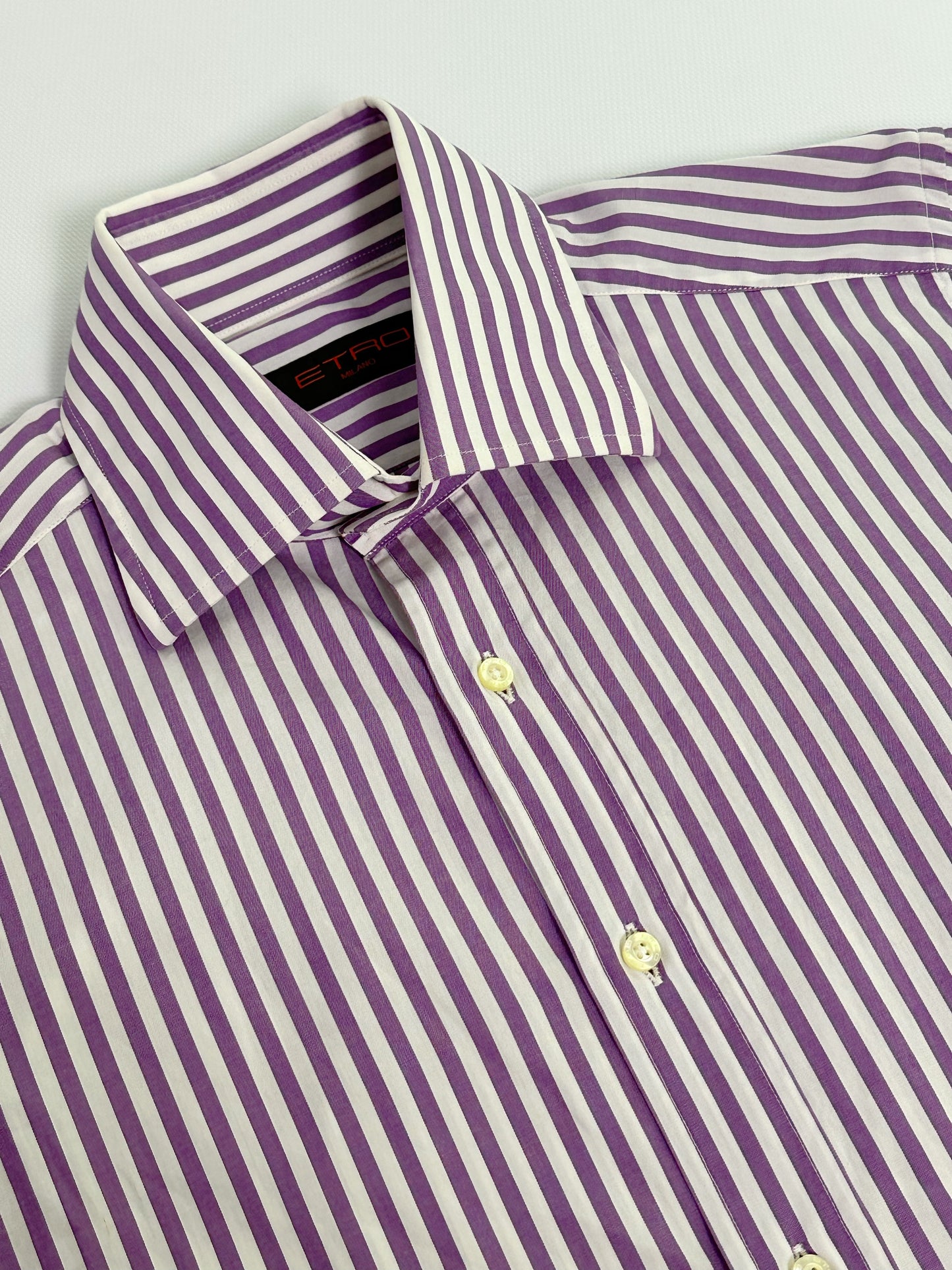 Etro Milano Purple and White Striped Cotton Shirt