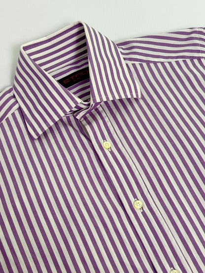Etro Milano Purple and White Striped Cotton Shirt