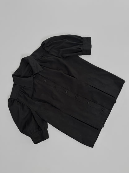 90s Black Puff Sleeve Blouse