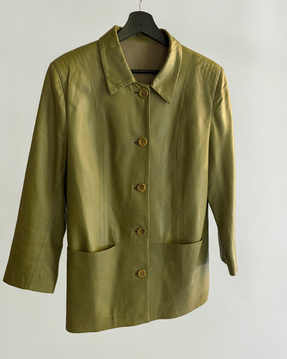 Vintage 1990s Olive Green Nappa Leather Jacket