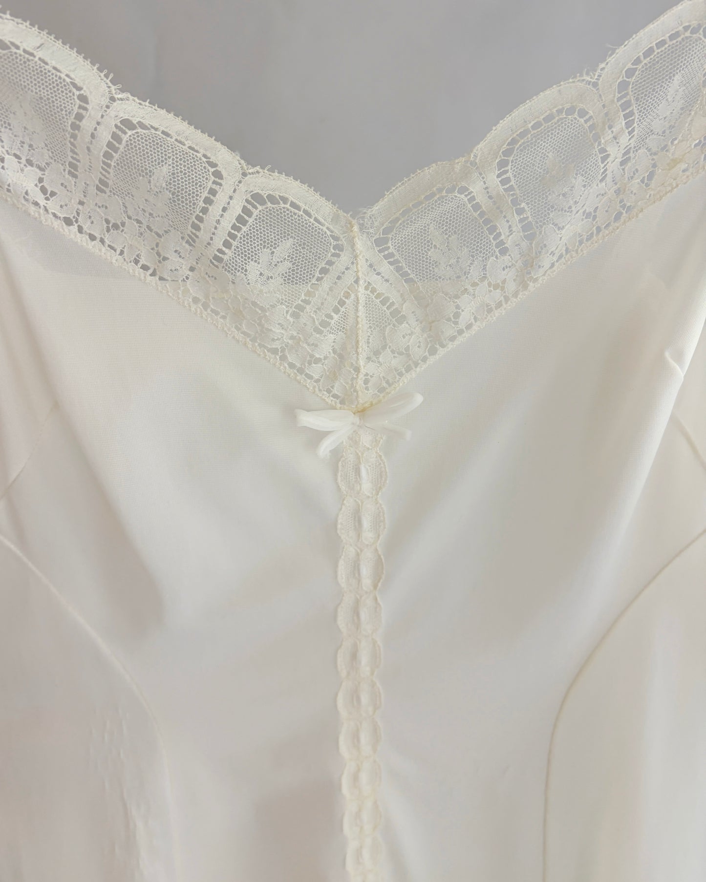 Vintage 1960s Ivory Semi-Sheer Nylon Full Slip Dress