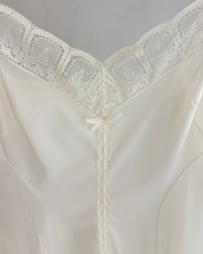 Vintage 1960s Ivory Semi-Sheer Nylon Full Slip Dress