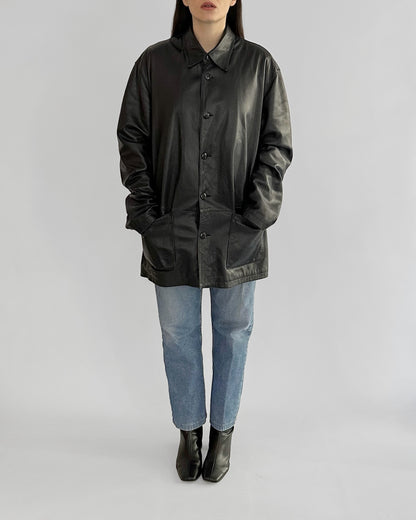 90s Black Nappa Leather Jacket