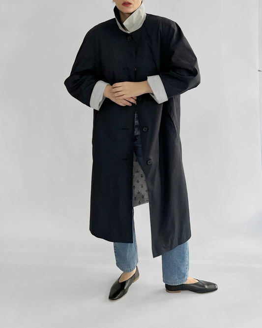 80s Dark Navy Trench Coat