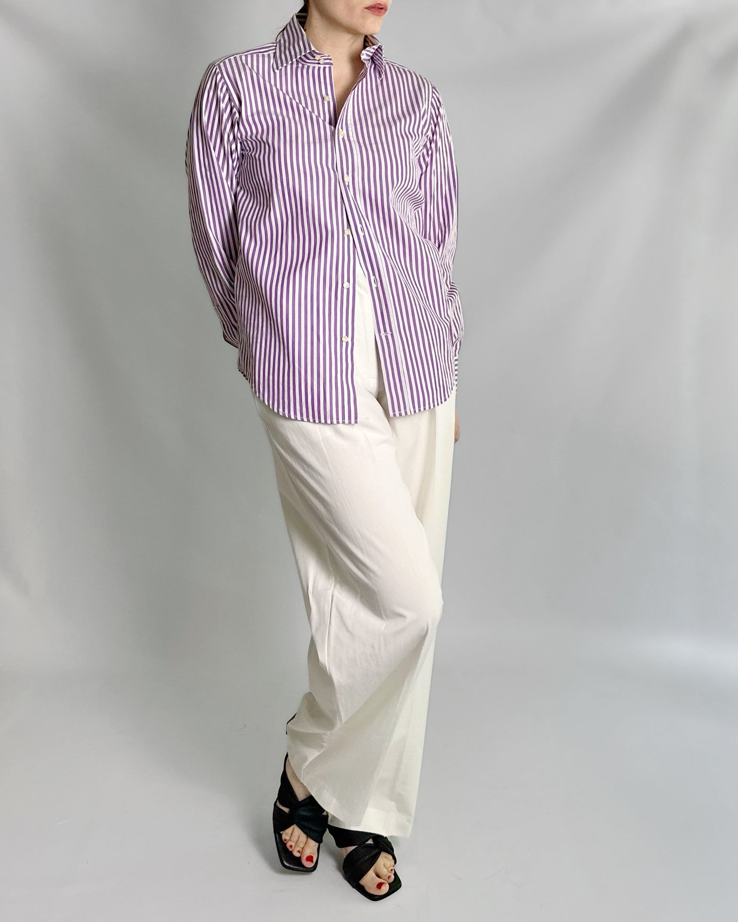 Etro Milano Purple and White Striped Cotton Shirt
