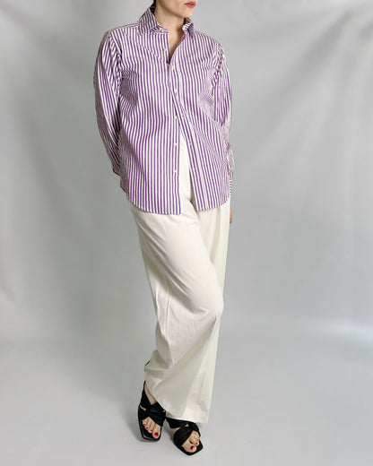 Etro Milano Purple and White Striped Cotton Shirt