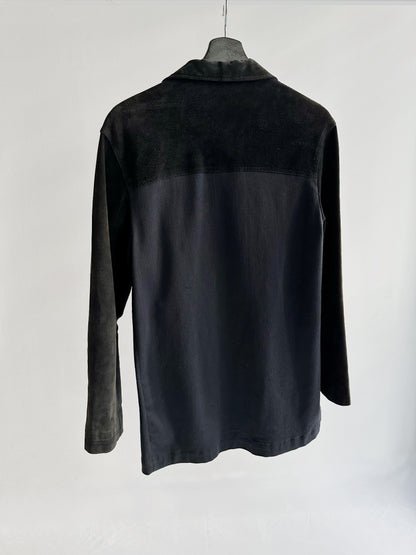 90s Dark Blue Suede & Cotton Jacket