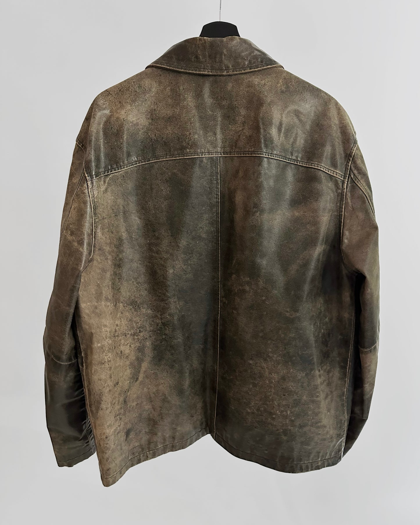 Sominemi Distressed Brown Leather Jacket