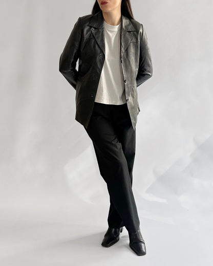 90s Black Leather Blazer