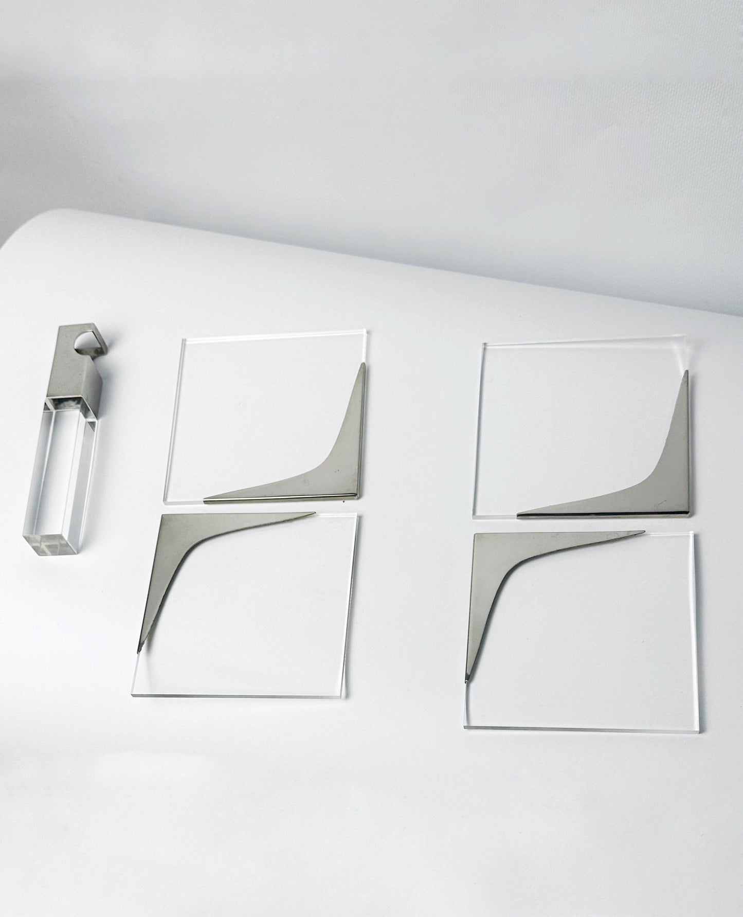 Vintage 1970s Lucite & Stainless Steel Modernist Bar Set