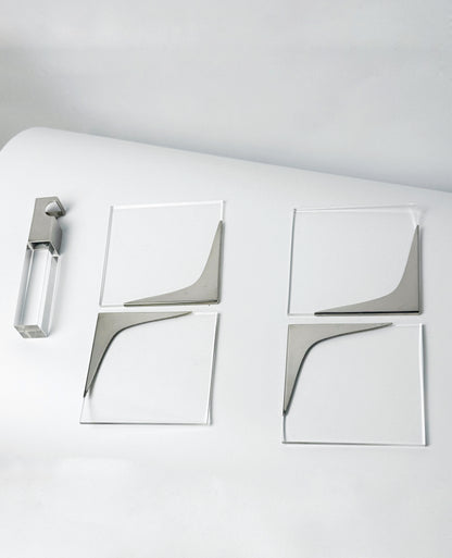 Vintage 1970s Lucite & Stainless Steel Modernist Bar Set