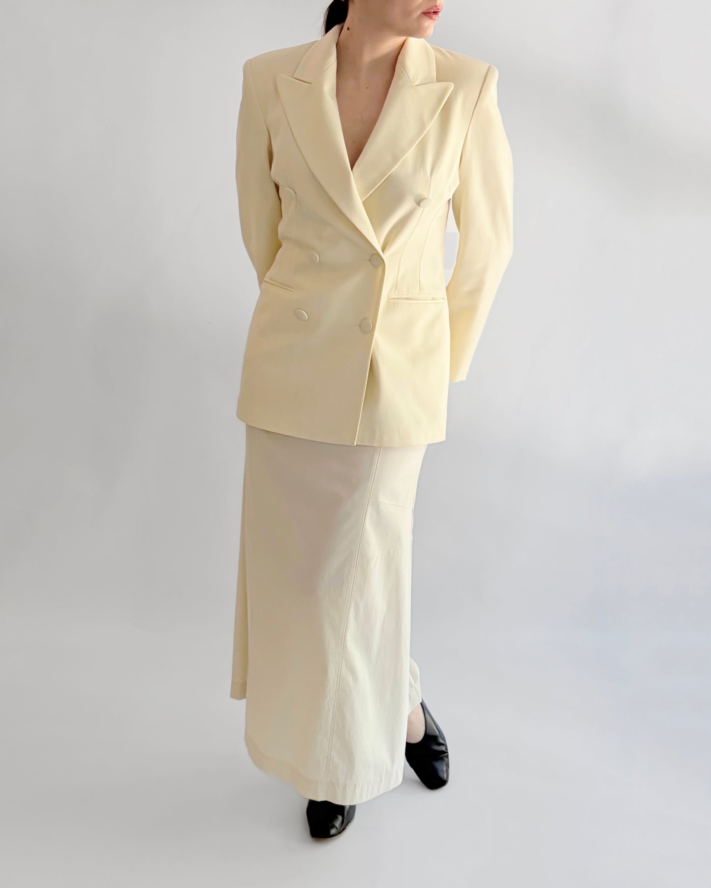 Vintage 1990s Cream Double Breasted Blazer - Made in Italy