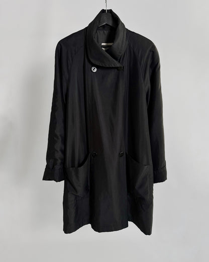 90s A-Line Black Trench Coat