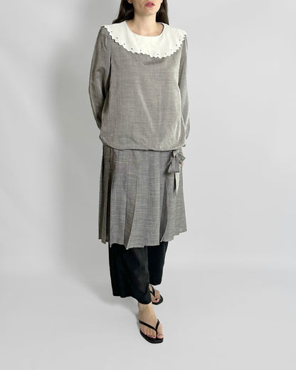 70s Grey Drop-Waist Dress