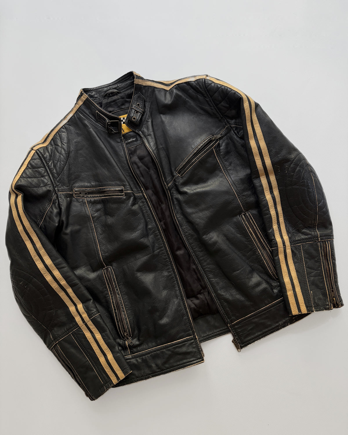Vintage Aberdeen Leather Black Cowhide Motorcycle Jacket