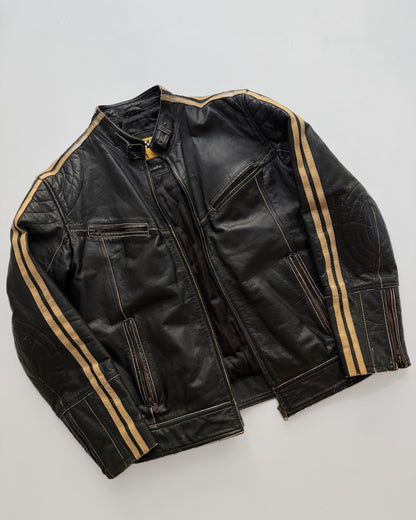 Vintage Aberdeen Leather Black Cowhide Motorcycle Jacket