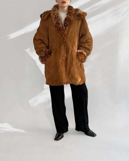 70s Shearling Coat with Detachable Hood