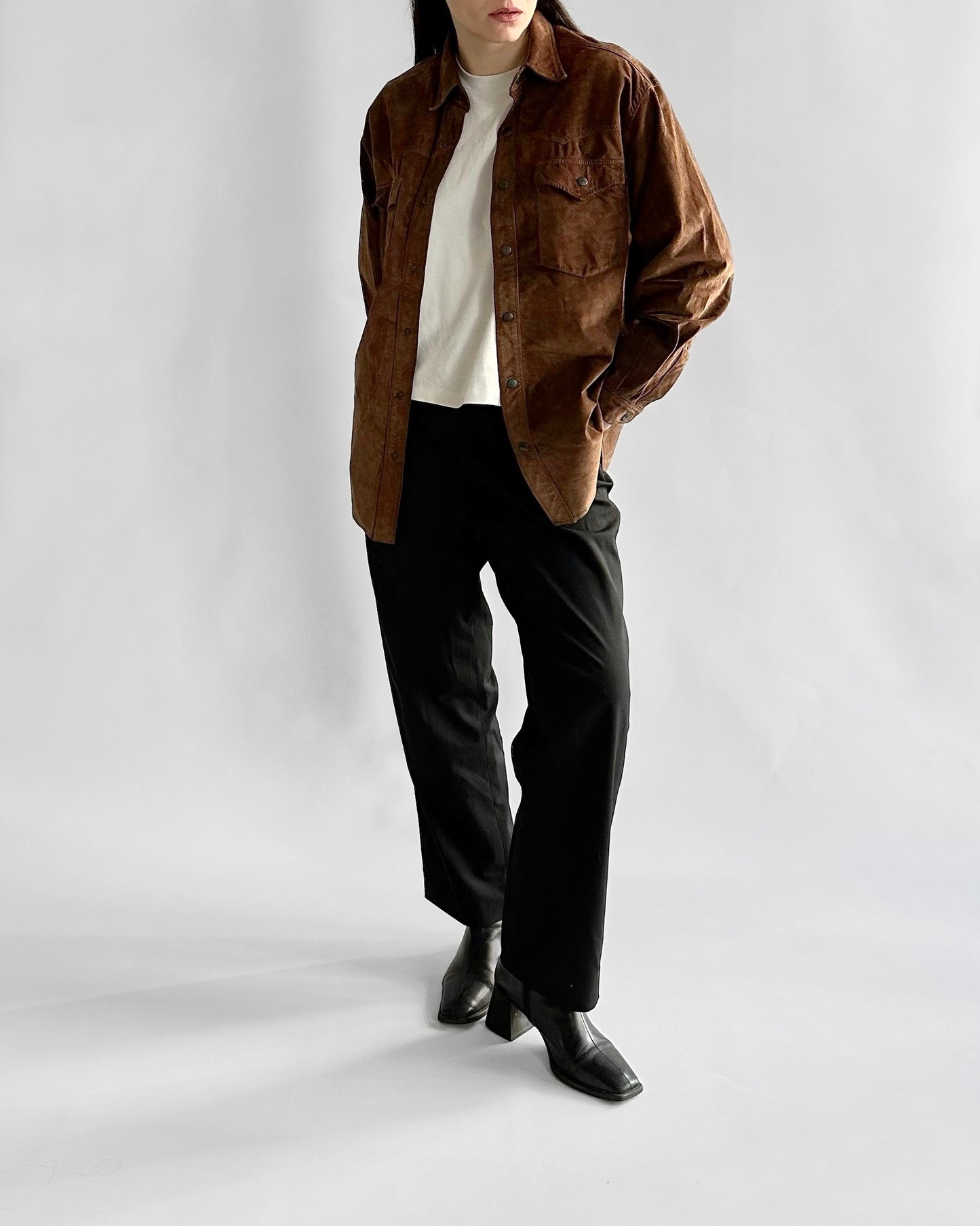 70s Brown Suede Western Shirt Jacket