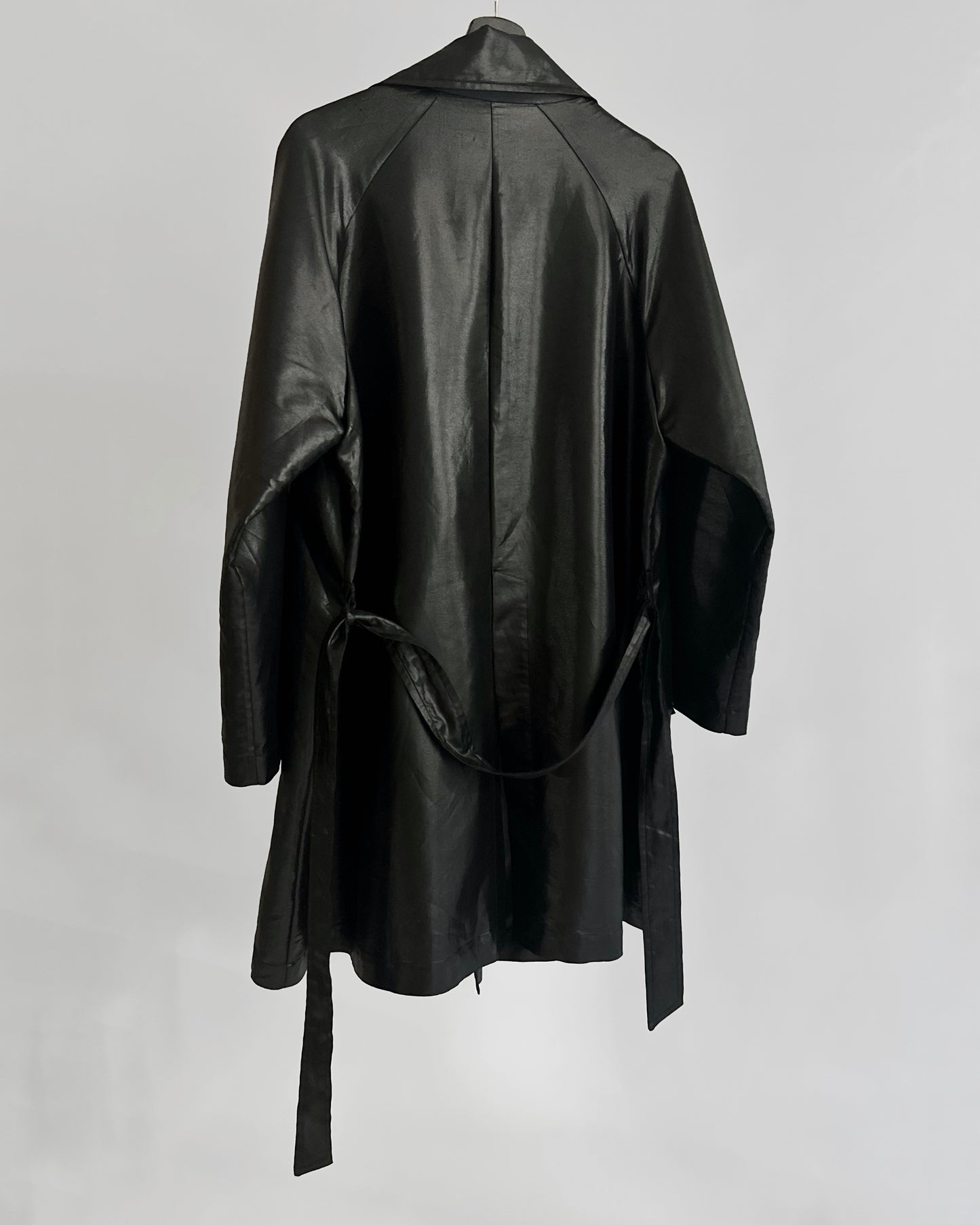 80s Italian Black Double-Breasted Trench Coat – By Paola Antonini