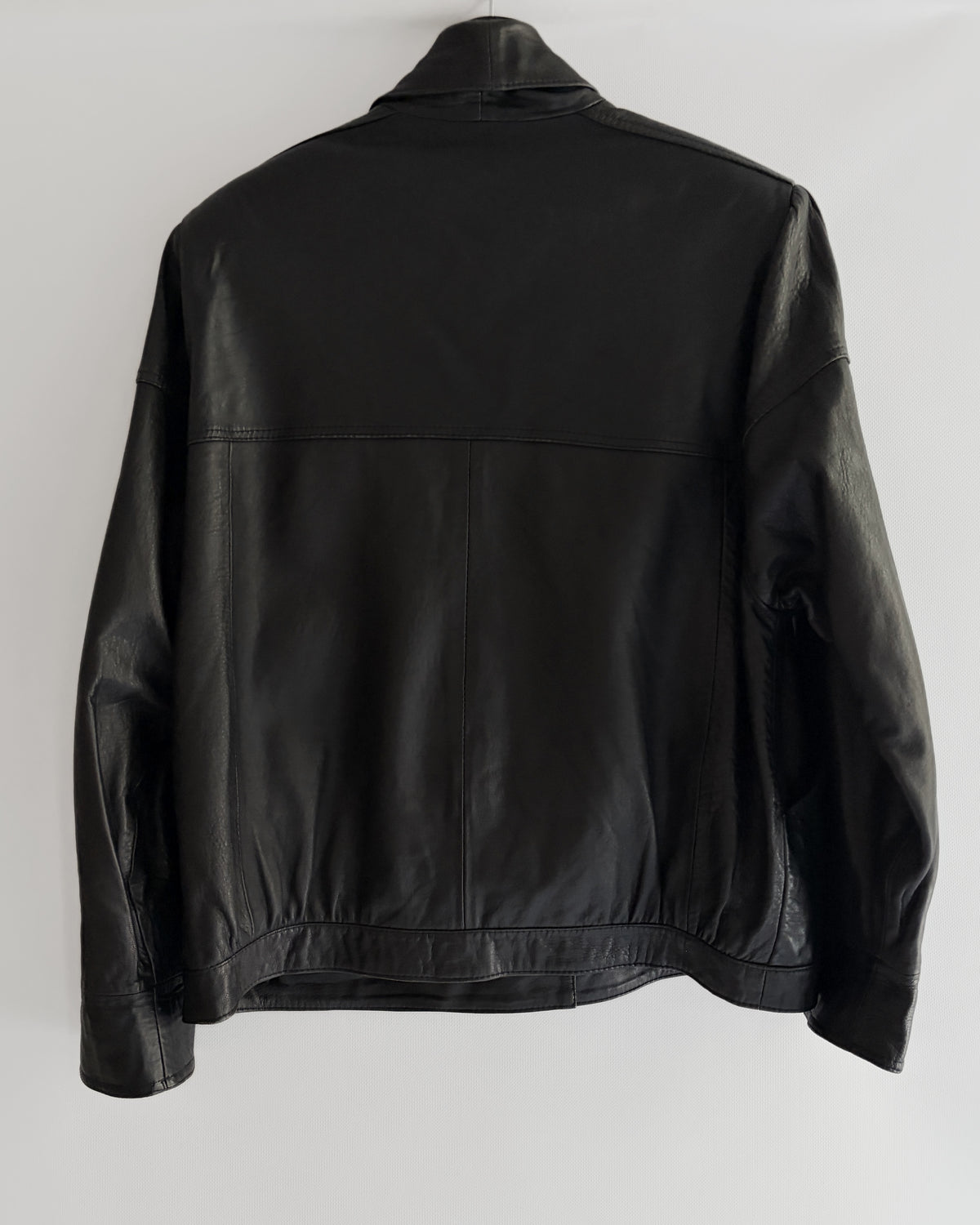 Vintage 1980s Black Leather Bomber Style Jacket