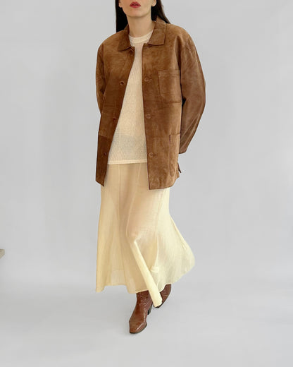 90s Brown Suede Overshirt Jacket – Made in Spain