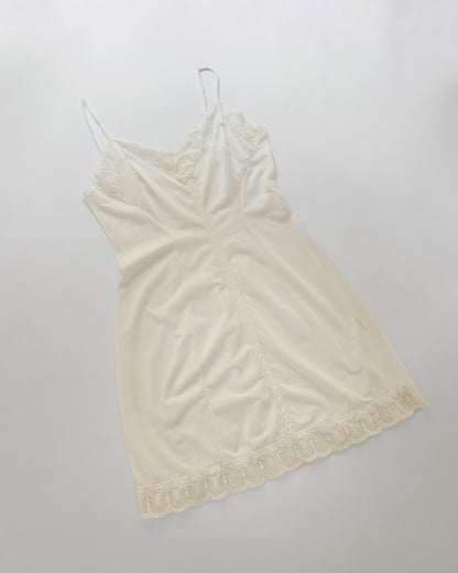 Vintage 1960s Ivory Semi-Sheer Nylon Full Slip Dress
