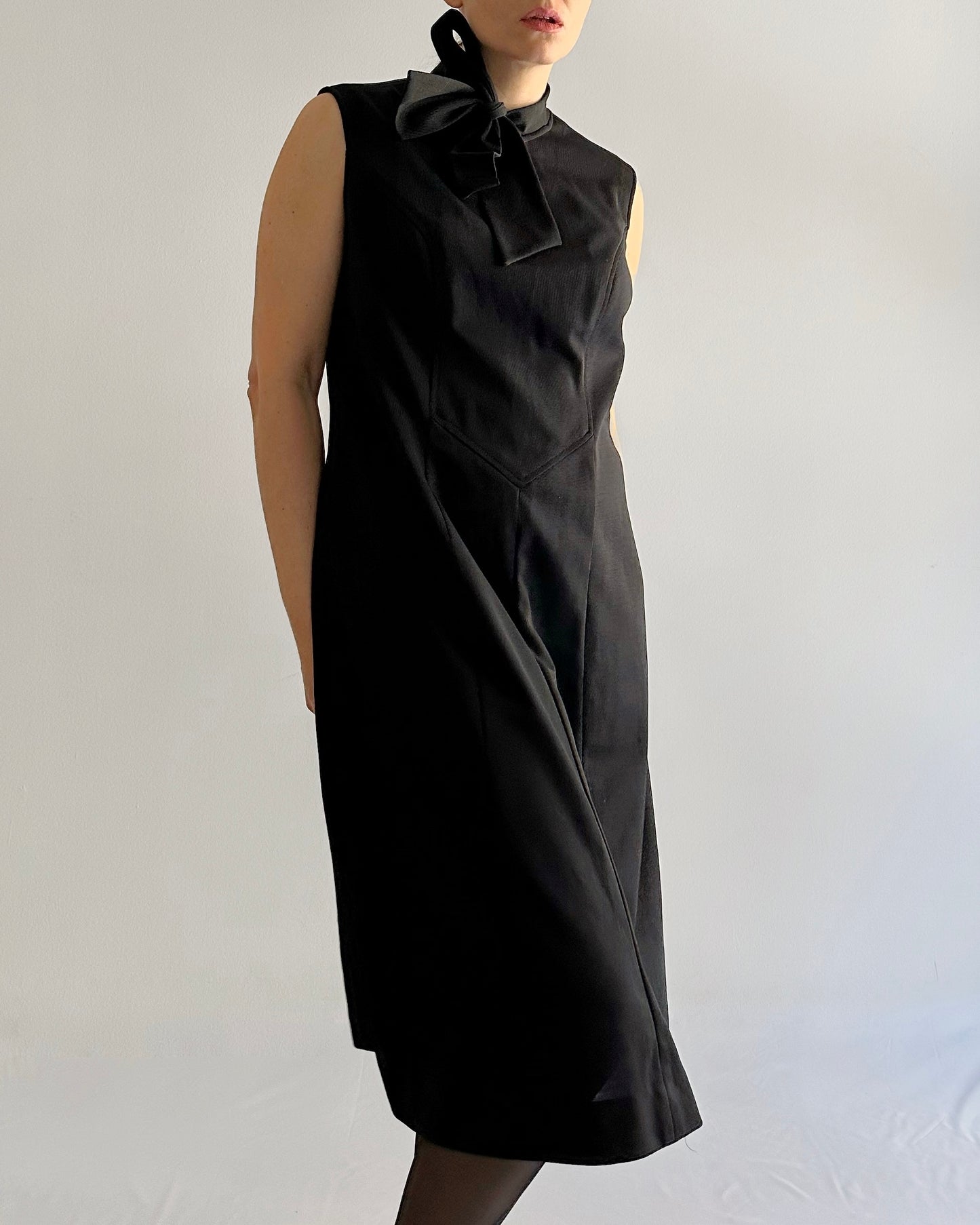 80s Sleeveless A-Line Bow Dress