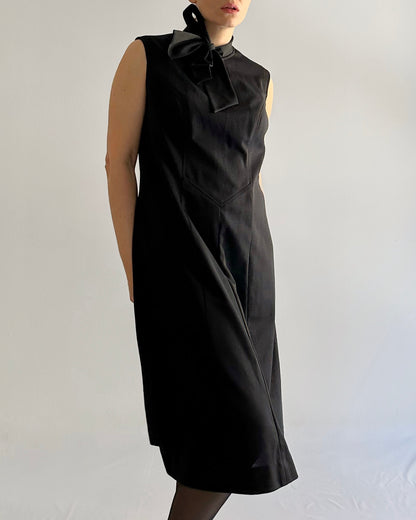 80s Sleeveless A-Line Bow Dress