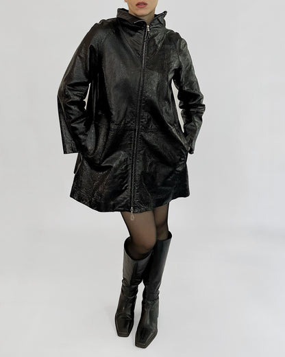 80s Gianfranco Ferré Black Patent Leather Coat