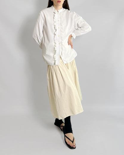 80s White Lace Trim Blouse