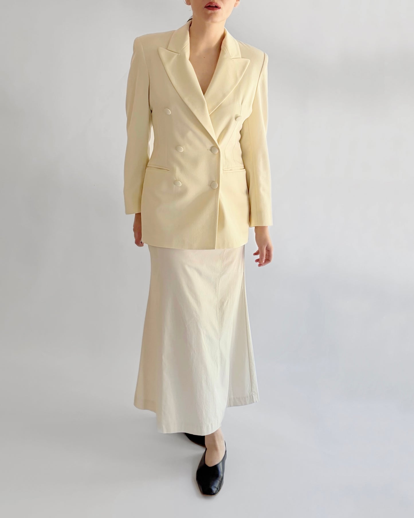 Vintage 1990s Cream Double Breasted Blazer - Made in Italy