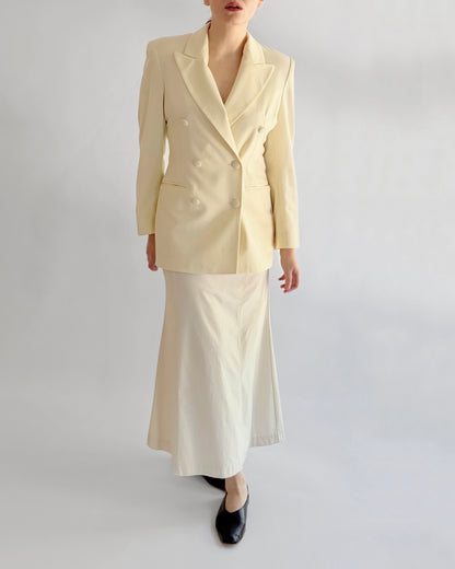 Vintage 1990s Cream Double Breasted Blazer - Made in Italy
