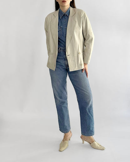 80s Cream Leather Jacket