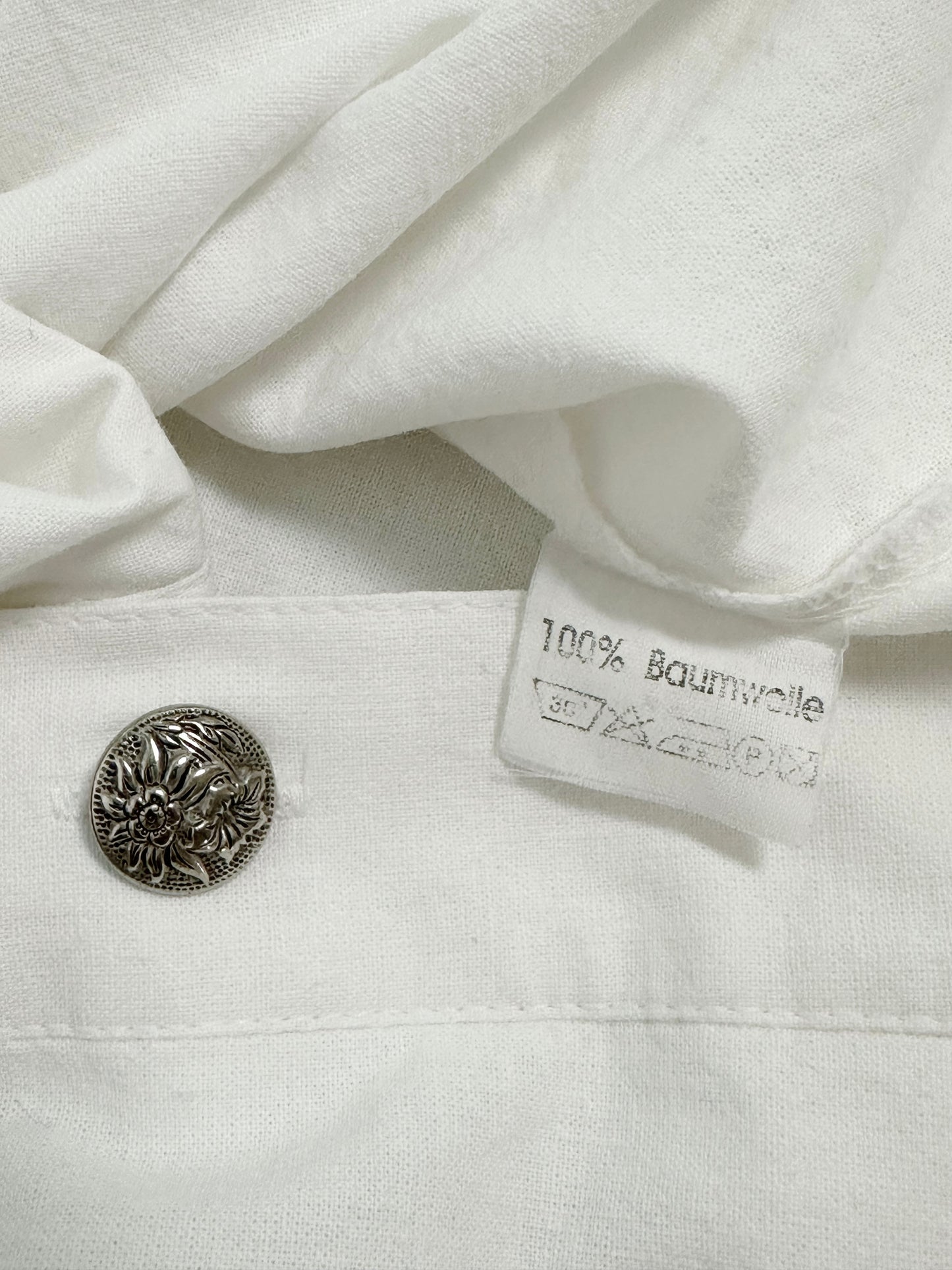 80s White Cotton Dirndl Blouse