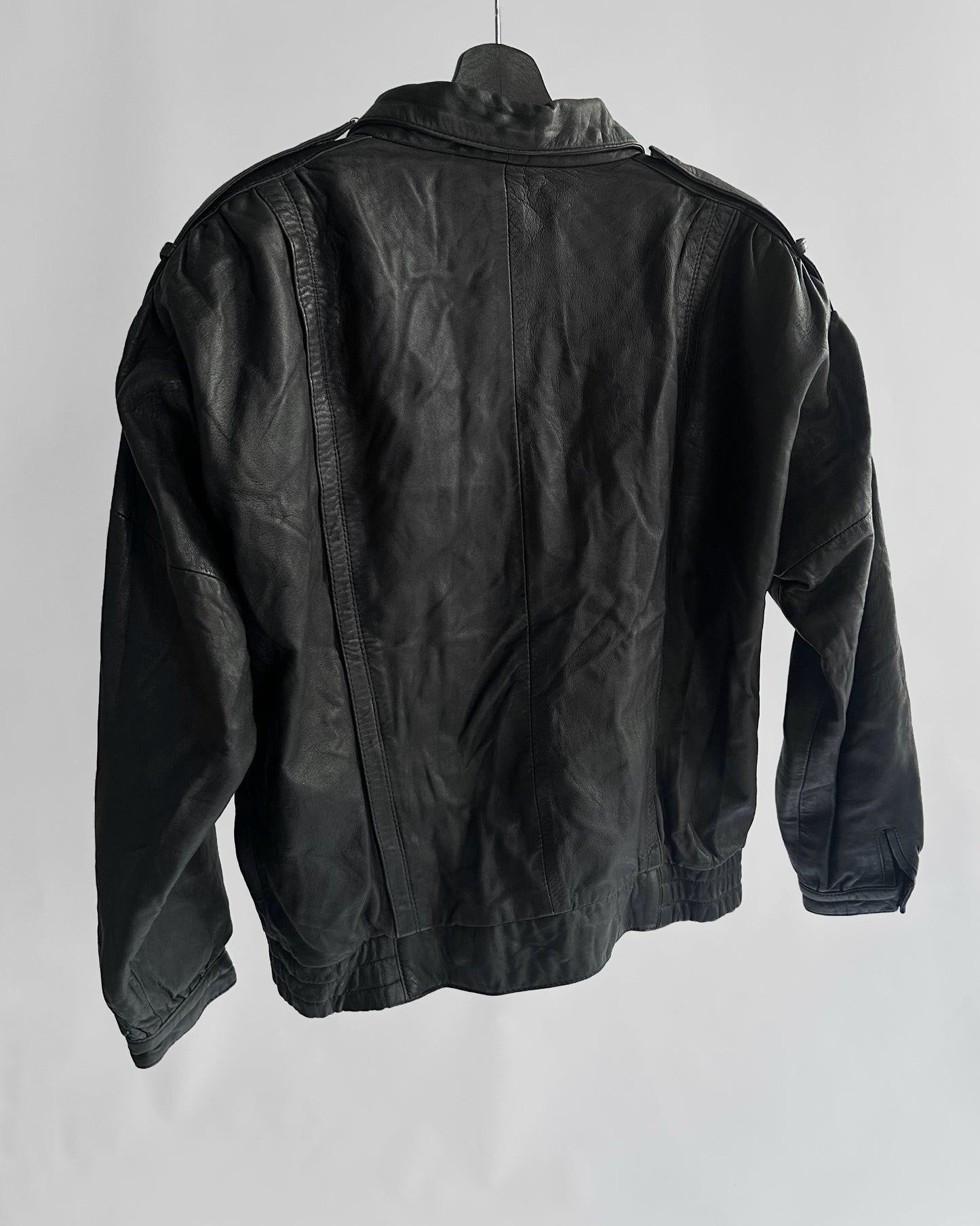 1990s Black Leather Bomber Jacket