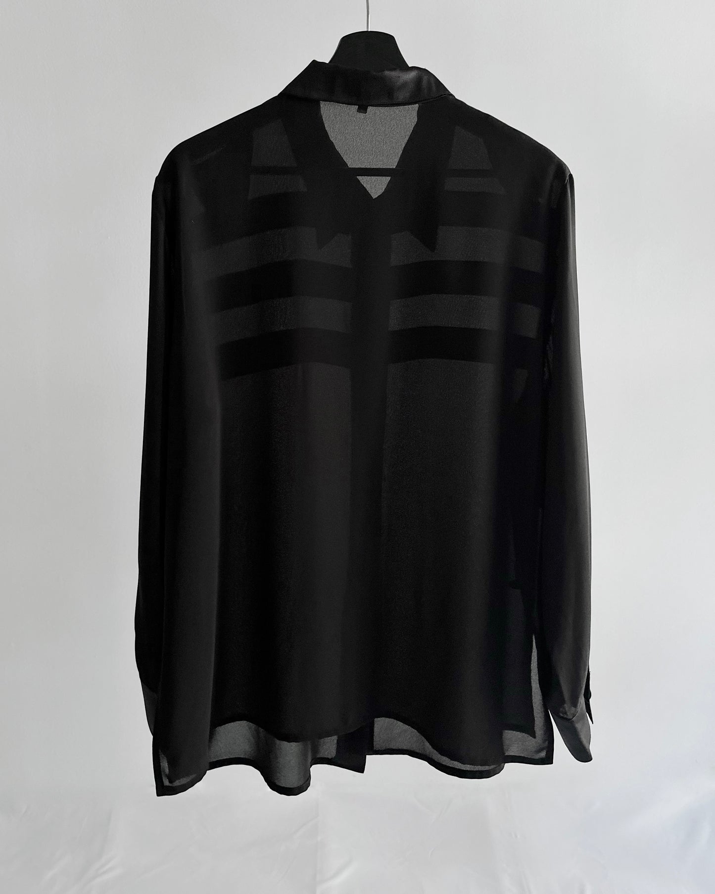 90s Black Sheer Satin Maxi Blouse