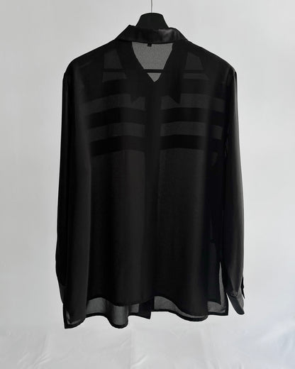 90s Black Sheer Satin Maxi Blouse