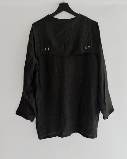 Vintage French Linen Sailor Collar Jacket