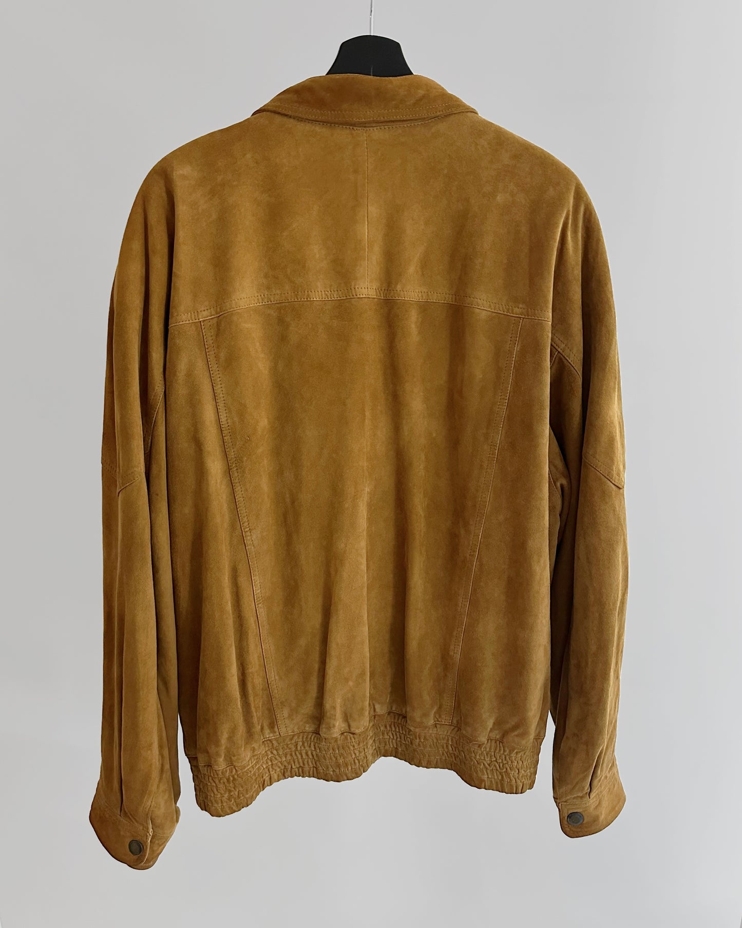 90s Sheepskin Suede Bomber Jacket
