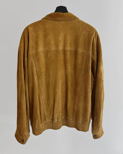 90s Sheepskin Suede Bomber Jacket