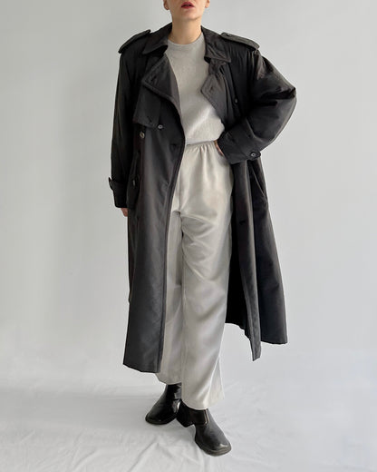 80s Charcoal Grey Belted Trench Coat