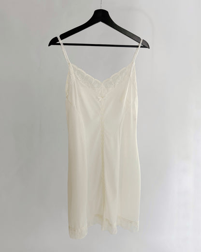 Vintage 1960s Ivory Semi-Sheer Nylon Full Slip Dress